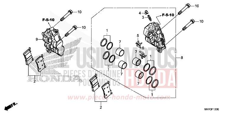 VORDERRAD-BREMSSATTEL (CBR1000ST) von CBR1000RR "Fireblade" GRAND PRIX RED (R380) von 2022